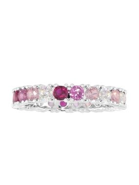 New Amanda Blu Pink Ombre Cubic Zirconia Rhinestone Dipped Sterling Silver Ring